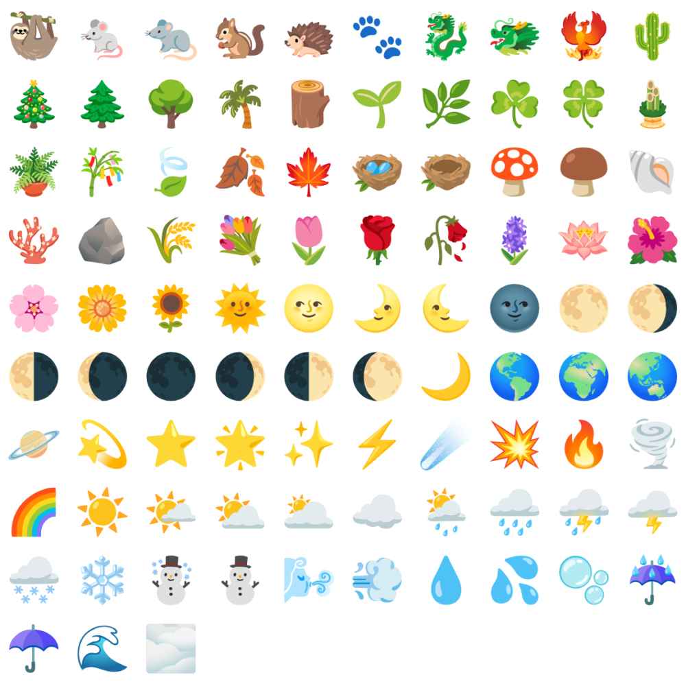 Android 絵文字一覧 - 動物と自然